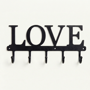 Premium Love Letter Wall Mounted Metal <b>Hooks</b> 5 <b>Hooks</b> Modern Style <b>Coat</b> Rack for Home <b>Decor</b> And Functional Storage Solution - Product Image 1
