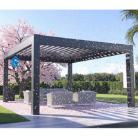 Pergola Bioclimatique Motorisée en Aluminium de Luxe Moderne Chinois Sweet Home avec Toit à Lames Orientables, Abri Extérieur Imperméable et Ombre Antique