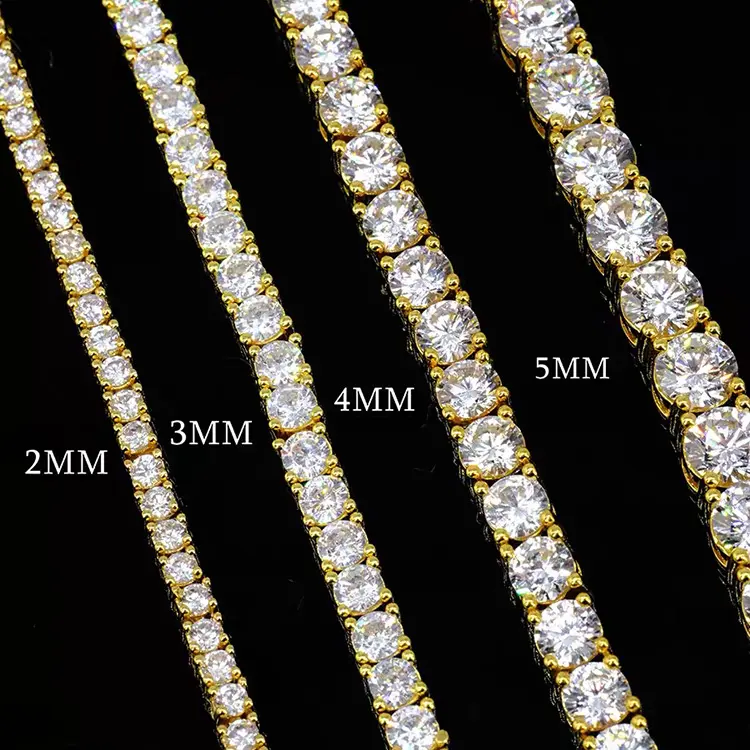 Collana da 2 mm a 8 mm GRA Moissanite con diamanti da Tennis bracciale/bracciale cavigliera 925 in argento Sterling per uomo donna gioielli raffinati