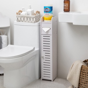 White Toilet Paper Storage Stand <strong>Thin</strong> Toilet Vanity <strong>Cabinet</strong> Small <strong>Bathroom</strong> Storage Corner Floor <strong>Cabinet</strong> - Product Image 4