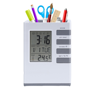 Conteneur en plastique pour alarme LCD, pour bureau, nouveau, porte-stylo électronique, brosse, Pot - Product Image 2