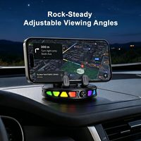 Chargeur de voiture sans fil 15W à charge rapide, utilisation à une main 360° °   Support de tableau de bord à ventouse avec rotation et éclairage RGB, compatible universel