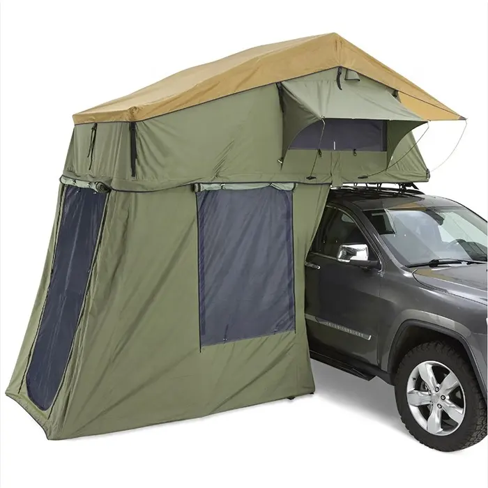 가벼운 녹색 캔버스 소재 4x4 오프로드 캠핑 트레일러 텐트