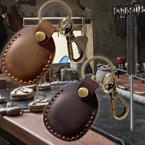 Vintage Genuine Full Grain <b>Leather</b> <b>Key</b> Finder Case Anti-Drop Tracker Device <b>Key</b> Ring <b>Chain</b> Holder Portable Protective Tag Cover - Product Image 2