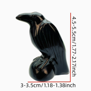 ราคาโรงงาน รูปปั้นอีกาหินออบซิเดียนธรรมชาติขนาด 5 ซม. ตุ๊กตาอีกาคริสตัลขนาดเล็ก แกะสลักนกจากอัญมณีขนาดเล็ก เครื่องประดับสไตล์โกธิคราคาถูก - Product Image 3