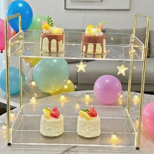<b>Acrylic</b> Double Layer <b>Storage</b> Rack 30x19x31cm For Office Desktop Cosmetic Organizer Tiered Shelf Eco Friendly - Product Image 2