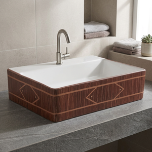 Lavabo en porcelaine de luxe en marbre blanc mat avec comptoir pour les projets de salle de bain d'hôtel - Product Image 2
