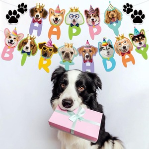Decorazioni per Festa di <span class=keywords><strong>Compleanno</strong></span> per Cani con Motivo Delfino <span class=keywords><strong>e</strong></span> Stella, Striscione con <span class=keywords><strong>Auguri</strong></span> '<span class=keywords><strong>Buon</strong></span> <span class=keywords><strong>Compleanno</strong></span>' Stampato Digitalmente - Product Image 1