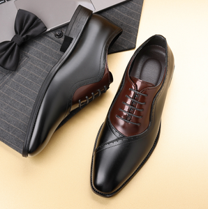 Zapatos de hombre 2025, zapatos de cuero con cordones y punta cuadrada, zapatos de cuero de talla grande para hombre de alto mando para hombre - Product Image 3