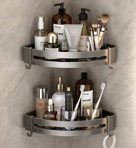 Étagère d'<span class=keywords><strong>angle</strong></span> murale en aluminium pour <span class=keywords><strong>salle</strong></span> <span class=keywords><strong>de</strong></span> <span class=keywords><strong>bain</strong></span>, avec crochets, panier <span class=keywords><strong>de</strong></span> douche, porte-serviettes, pour usage domestique et hôtelier, usage commercial - Product Image 3