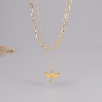 Collier double couche en acier inoxydable plaqué or 18 carats pour femmes, tendance et populaire
