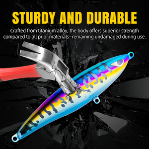 Leurre de pêche Honoreal Stock Titanium TC4 Deep Sea Pencil, leurre dur, 180 mm, 80 g, lancer 100 m+, grand splash, gros poisson, thon, flottant en surface - Product Image 5
