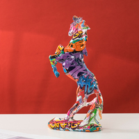 Statue de cheval en résine de 12,9 pouces, finition graffiti, faite à la main et peinte à la main, modèle d'animal, figurine pour décoration intérieure de table