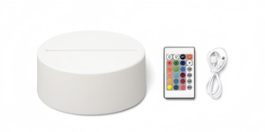Base per Lampada LED in ABS <span class=keywords><strong>Bianco</strong></span> e Nero da 3,75 Pollici con Telecomando a 16 Colori, Cavo USB, Luce Notturna 3D per Acrilico e Resina - Product Image 2