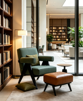 Fauteuil individuel moderne en cuir avec cadre en V, durable, de qualité commerciale, pour hôtel, projet FF&E, hôpital