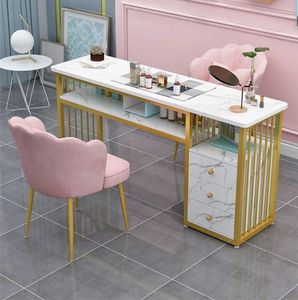 Best Selling Wholesale Salon Furniture <b>Nail</b> Salon Table Wood and Metal Manicure <b>Desk</b> with Marble Top for <b>Nail</b> Bar & <b>Nail</b> Salon - Product Image 3
