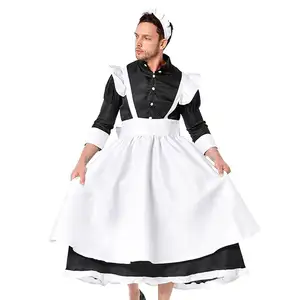 Men's Sissy French Maid Apron Dress Manservant Cosplay Costume