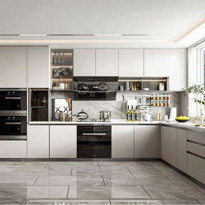 Meubles de cuisine modulaires de luxe attrayants avec panneaux en mélamine, design personnalisé, finition brillante, garde-manger, garantie <span class=keywords><strong>5</strong></span> ans - Product Image 1