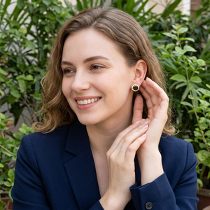 Natural Black Onyx <b>Stud</b> <b>Earrings</b> 925 Sterling Silver Rhodium Plated Classic Wedding Party Gift Handmade Fine Gemstone Jewelry - Product Image 4