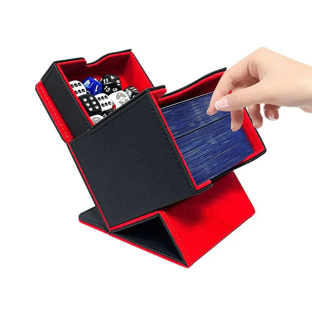 Boîte de jeu de cartes en cuir Pu avec plateau à dés Commander Deck Box fit 150 + cartes à manches boîte de rangement de cartes Deck Game Case