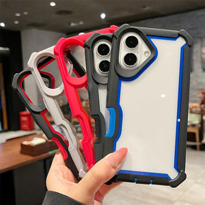 Nouvelle couleur correspondant clair étui de téléphone portable Transparent pour iPhone 17Promax quatre coins Anti-chute PC housse en TPU pour 16 15 <span class=keywords><strong>14Plus</strong></span> - Product Image 1
