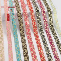 Pita Jacquard Bunga 1,5cm untuk Pakaian, Gorden, Dekorasi, Topi, dan Aksesoris Tekstil Rumah.
