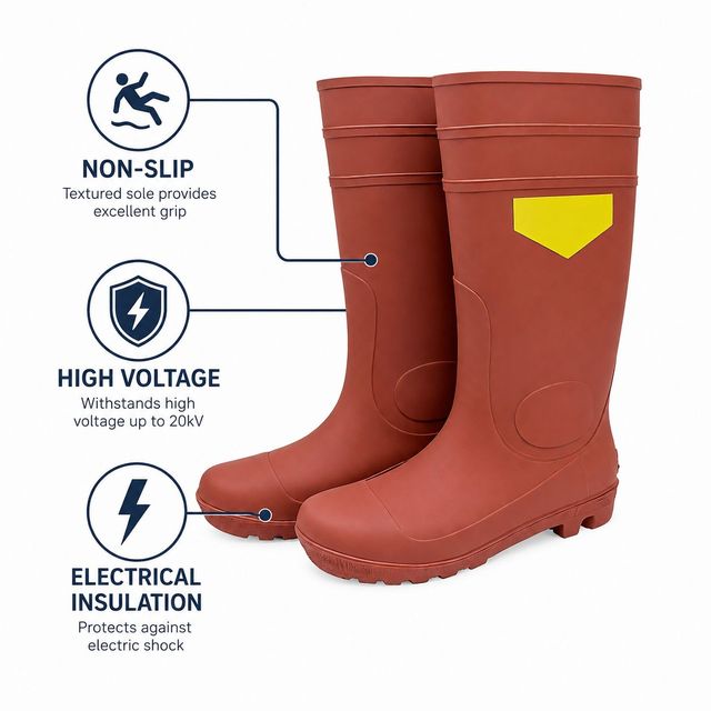 High Voltage Resistant 30kv Electrical Rubber Safety Insulating Boots, Anti-slip Waterproof Designed for Industrial Electricians