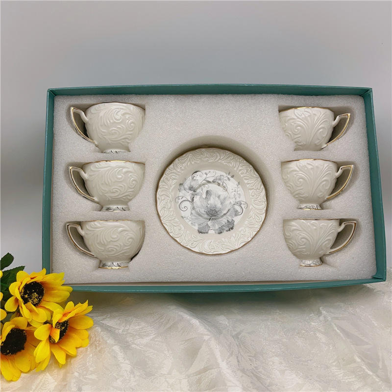 Grey small cups -6 cups and 6 plates (gift box packaging)