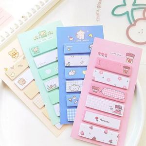 Pestañas Adhesivas con Diseños de Dibujos Animados Kawaii, Blocs de Notas Autoadhesivos con Múltiples Diseños, Patrones de Animales y Chicas Lindas para Oficina y Escuela - Product Image 1