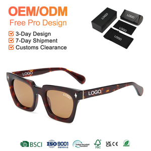Lunettes de <span class=keywords><strong>soleil</strong></span> polarisées carrées en acétate avec logo personnalisé, protection UV400, pour hommes et femmes, vente en gros, OEM ODM - Product Image 1
