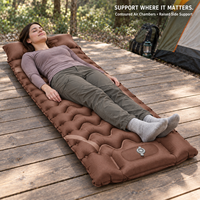 Matelas de couchage gonflable avec chambres à air ondulées, tissu laminé TPU, pompe à pied intégrée et oreiller intégré pour marque privée
