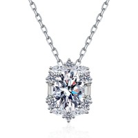 Collar con Colgante de Moissanita de Corte Ovalado, Plata de Ley 925, Chapado en Rodio, Certificado GRA, Regalo de Boda de Lujo para Mujer