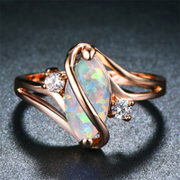 Mode ovale bague en forme de S dames de mode bague opale en or rose personnalité bague créative bijoux en gros