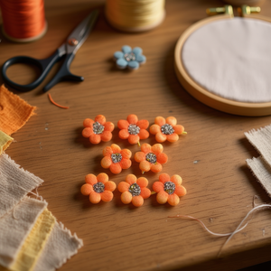 Apliques de Flores de Naranja de 2.5cm, 8 Piezas, para Decoración y Manualidades, Marca Ilan Flores - Product Image 3