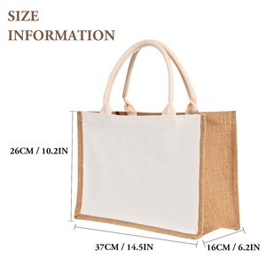 Grazie borse di iuta con stampa amante con manici Shopping tote Bag grande capacità per borsa da sposa da spiaggia fai da te regalo per il giorno dell'insegnante - Product Image 3