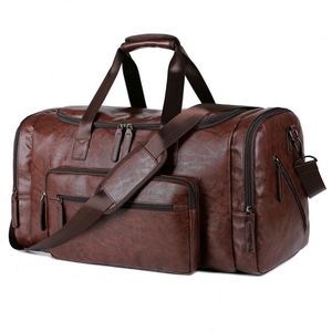 Women Men Workout Tote Sports <b>Overnight</b> Travel Leather Duffle Weekender <b>Bag</b> - Product Image 4