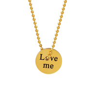 Collier en acier inoxydable plaqué or avec pendentif rond lettre, vente en gros
