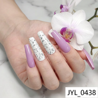 24 faux ongles à presser pré-dessinés, motif cercueil long, dégradé violet et blanc, qualité salon pour femmes
