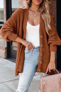 Shewin 2025 Cardigan da <span class=keywords><strong>Donna</strong></span> <span class=keywords><strong>Arancione</strong></span> con Scollo a V, Maglione Casual Autunnale a <span class=keywords><strong>Maglia</strong></span> Grossa con Bottoni Frontali - Product Image 3