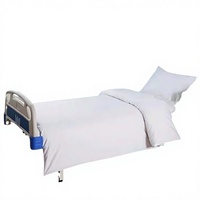Parure de lit d'hôpital rayée blanche en coton et polyester, tissage satiné, housse de couette et taie d'oreiller 600TC, antistatique pour clinique et salle d'hôpital