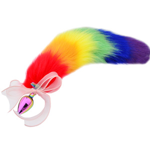 40cm arcobaleno coda di volpe Mini in metallo/Silicone Anal tappi Fetish Role <span class=keywords><strong>Play</strong></span> giocattoli alternativi prodotti per il sesso - Product Image 5