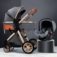 Best Well Poussette bébé 3 en 1 Poussettes légères de luxe Poussette bébé pliable et potable avec siège auto