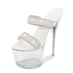 Sandali da Donna con Tacco Alto 17cm, Tacco Sottilissimo, Eleganti per Performance sul Palco, Ciabatte Alla Moda con Design a Strass, Preferiti dalle Star - Product Image 2