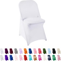 Housses de chaise pliantes en gros, blanches, noires, ivoire, en spandex, housses extensibles pour mariage