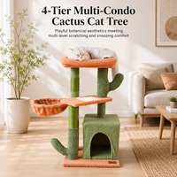 Arbre à chat en peluche en gros avec coton peluche, corde de sisal et tronc, lit-cabane et grotte pour chats d'intérieur OEM