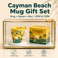 Kaimaninseln Touristen-Souvenir Keramik-Kaffeetasse mit Löffel Personalisiertes Design Fabrik-Sonderanfertigung Wiederverwendbar Lebensmittelsicher Spülmaschinenfest