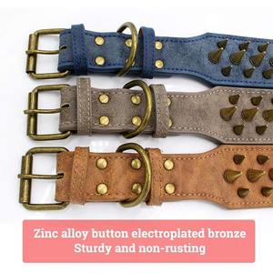 Elegante cuero Retro y Material de PU <span class=keywords><strong>Collar</strong></span> de perro con pinchos Diseño de remache Protección al aire libre personalizada para entrenamiento de perros agresivo - Product Image 4