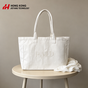 Bolsa de Mano de Lona de Algodón Natural Bordada con Logotipo Personalizado, Portátil, de Gran Capacidad, Resistente, para Regalos, Compras, Venta al Por Mayor - Product Image 1