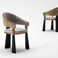 Chaise de salle à manger de luxe, design moderne, structure en bois massif, chaise d'appoint rembourrée en velours pour villa et manoir, mobilier d'exception