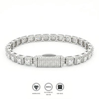 Bracelet chaîne en argent plaqué chrome rose avec moissanite VVS, design cœur, test diamant 100% positif